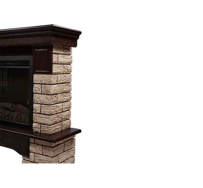 Портал Firelight Forte Wood Classic камень коричневый, шпон темный дуб